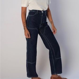Jesse Kamm Patchfront Handy Pants with Blue Stitching